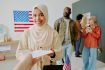 Muslim Woman Taking Ballot Paper